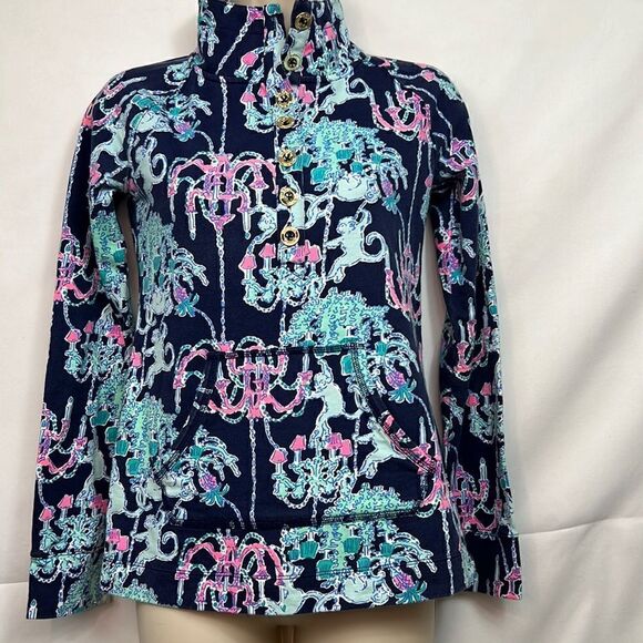 Lilly Pulitzer Long sleeve Navy Button up top xxs EUC - Picture 1 of 10